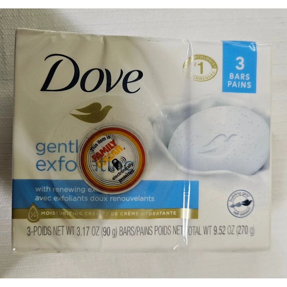Dove Gentle Exfoliating Bar Soap Moisturizing‎ Cream 3 Bars Wt 9.52oz Lot of 4